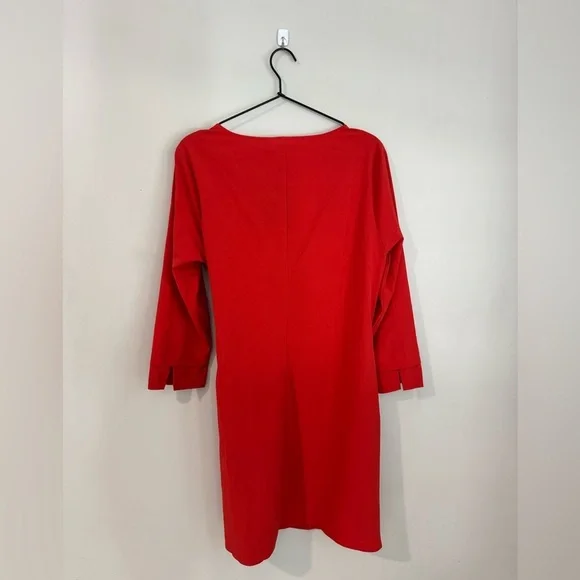 NWT Betabrand Red Umoreil Faux Wrap Tie Waist 3/4 Sleeve Dress - Picture 4 of 6